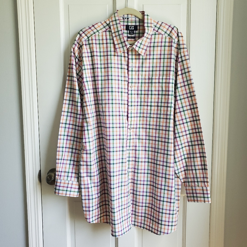 Cutter & Buck Men's Plaid and Check Easy Care Button Down Shirt 1XB